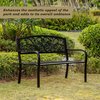 Gardenised Black Patio Garden Park Yard 50 Outdoor Steel Bench Powder Coated with Cast Iron Back QI003333L
